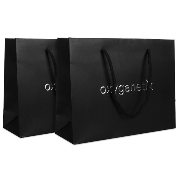 Luxury black paper bags with silver hot stamping logo