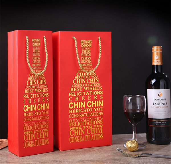 high quality red wine gift packaging bag